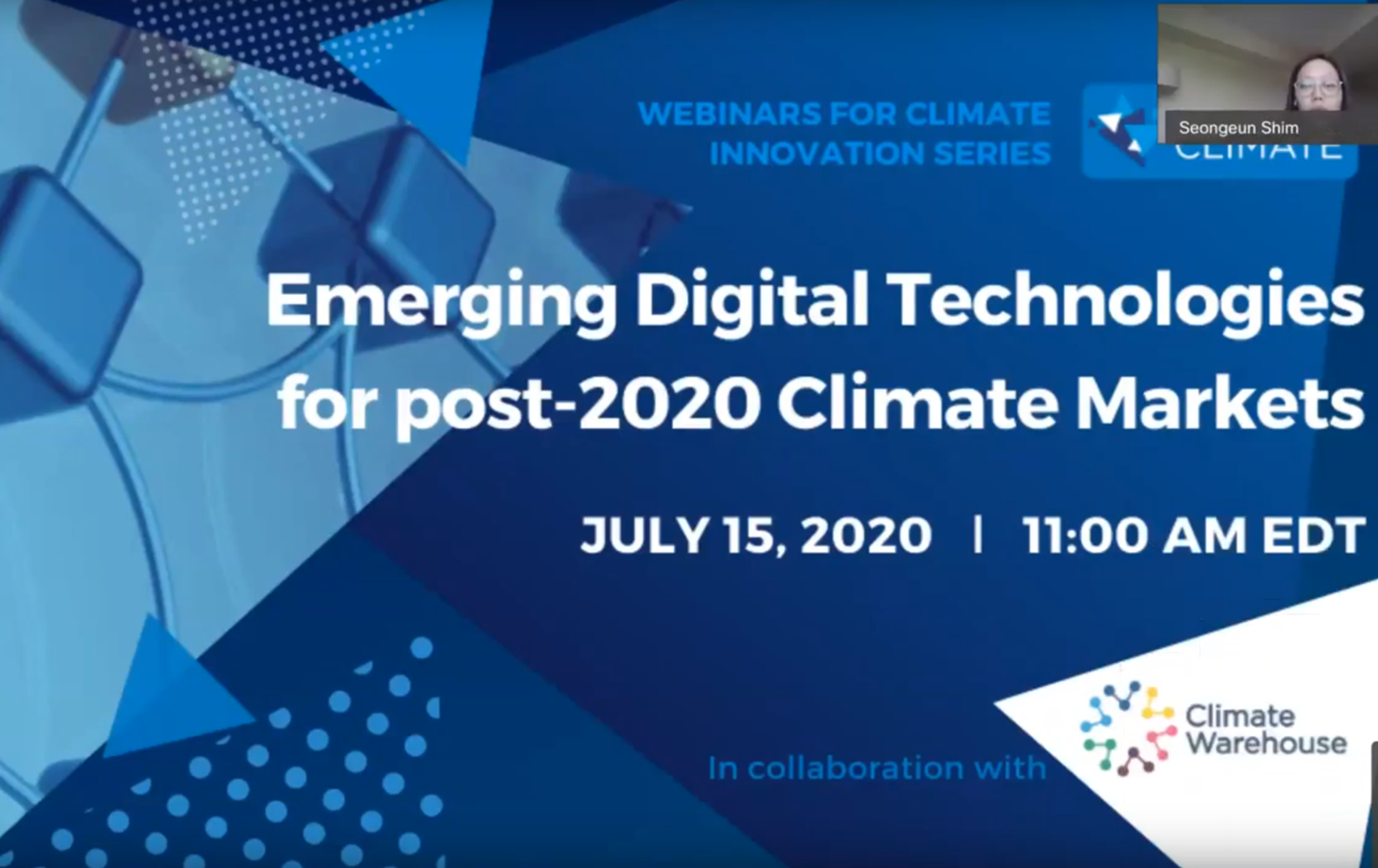 Webinar: Emerging Digital Technologies for Post-2020 Climate Markets
